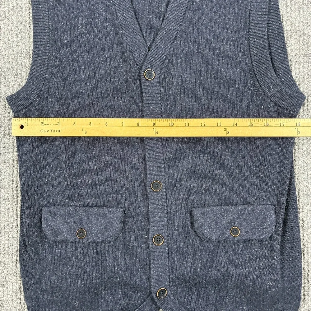 Banana Republic Heritage Sweater Vest Mens Large Navy Button Front Cotton Linen